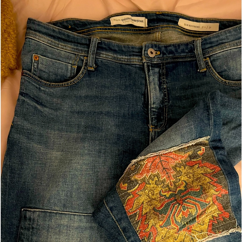 Pilcro patched jeans